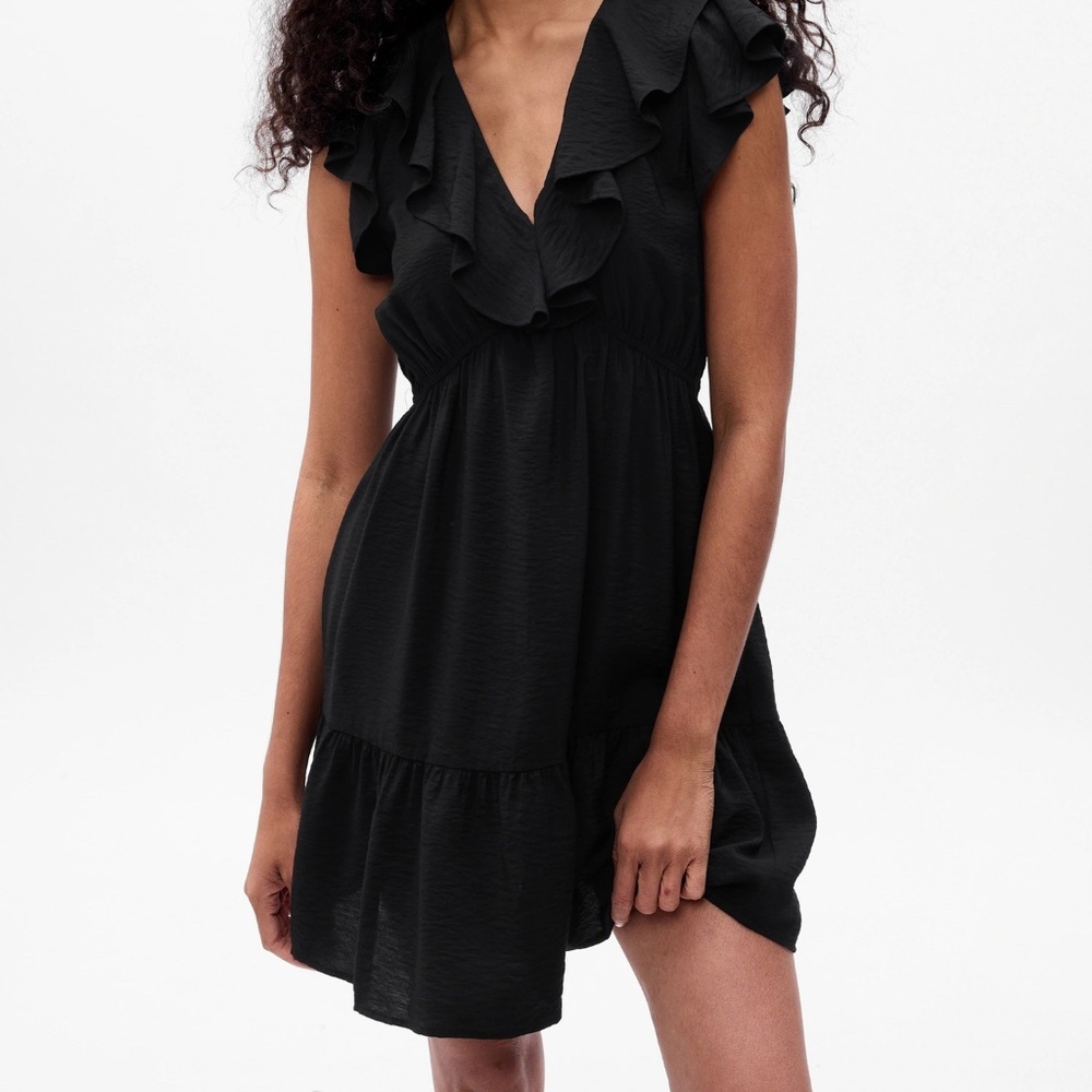 GAP Women's V-Neck Ruffle Mini Dress - Picture 2 of 3